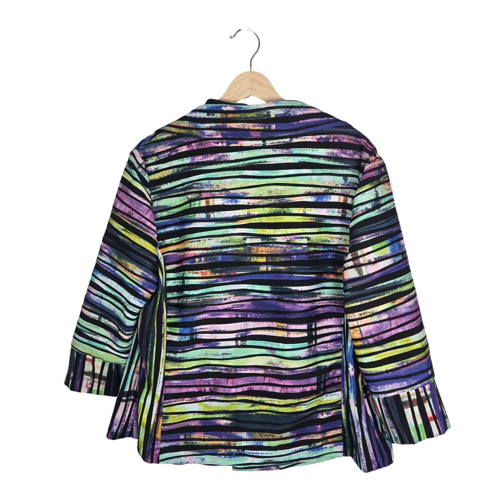 Joseph Ribkoff Abstract Stripe Jacket Open Front Textured Career Artwear 16 - Picture 2 of 7